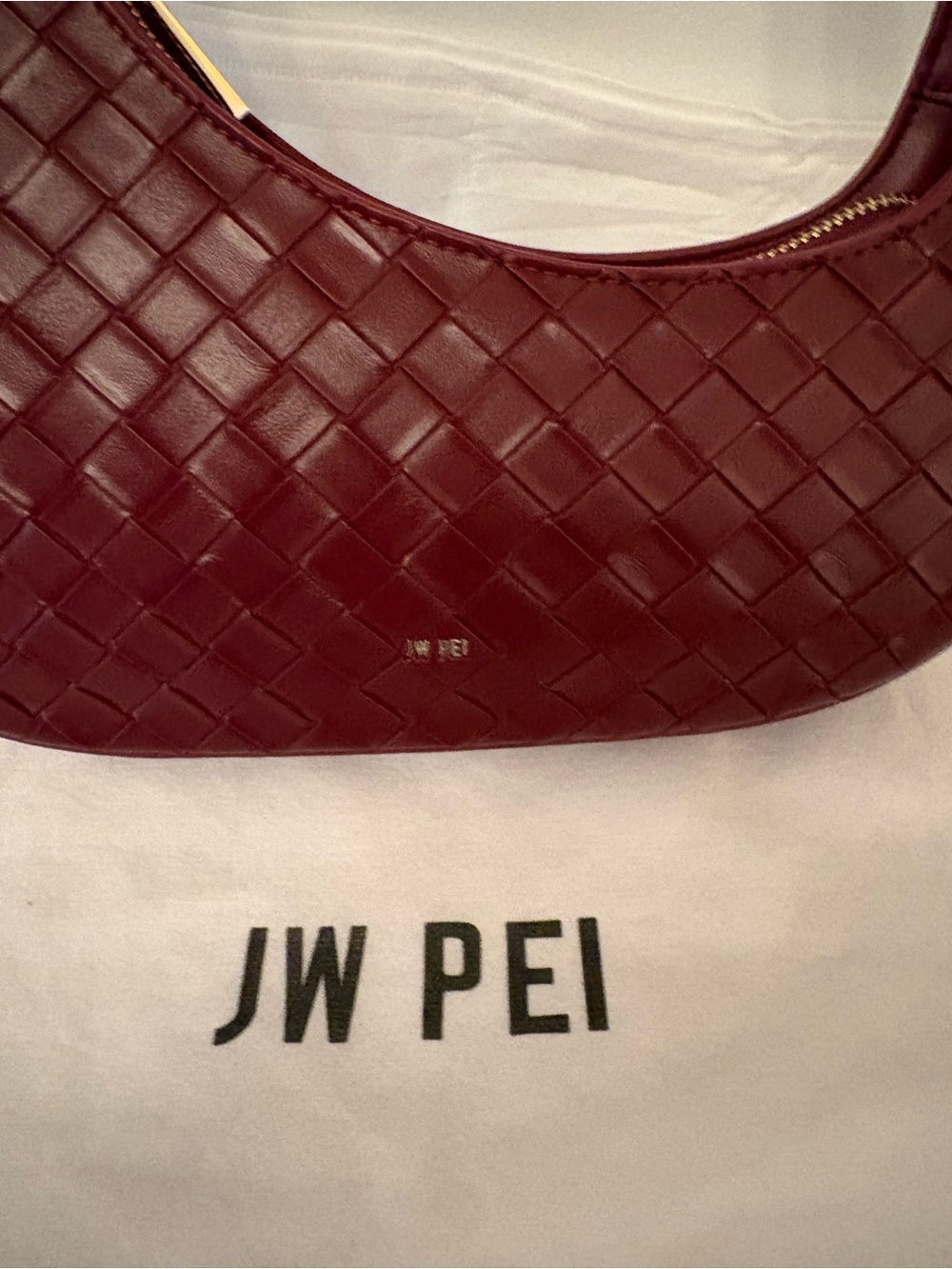 NWOT JW PEI Woven Crescent Shoulder Bag - Deep Burgundy - Picture 5 of 7